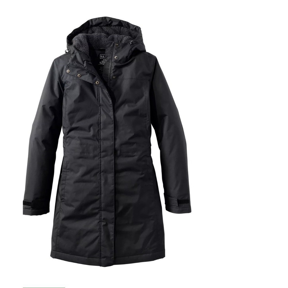 L.L. Bean Winter Warmer Jacket Utility Parka Coat Black Hooded Women 3XL 271141